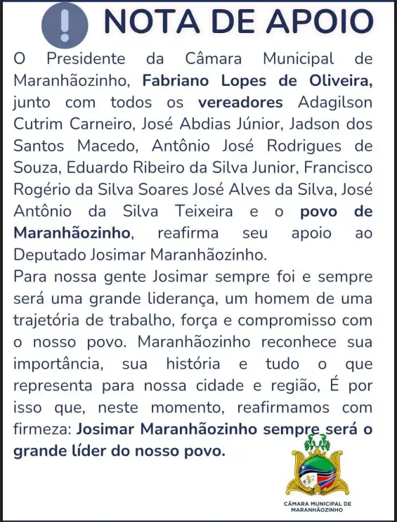 NOTA DE APOIO